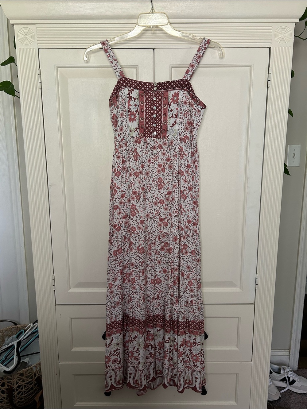Bohemian Floral Maxi Dress in Rust